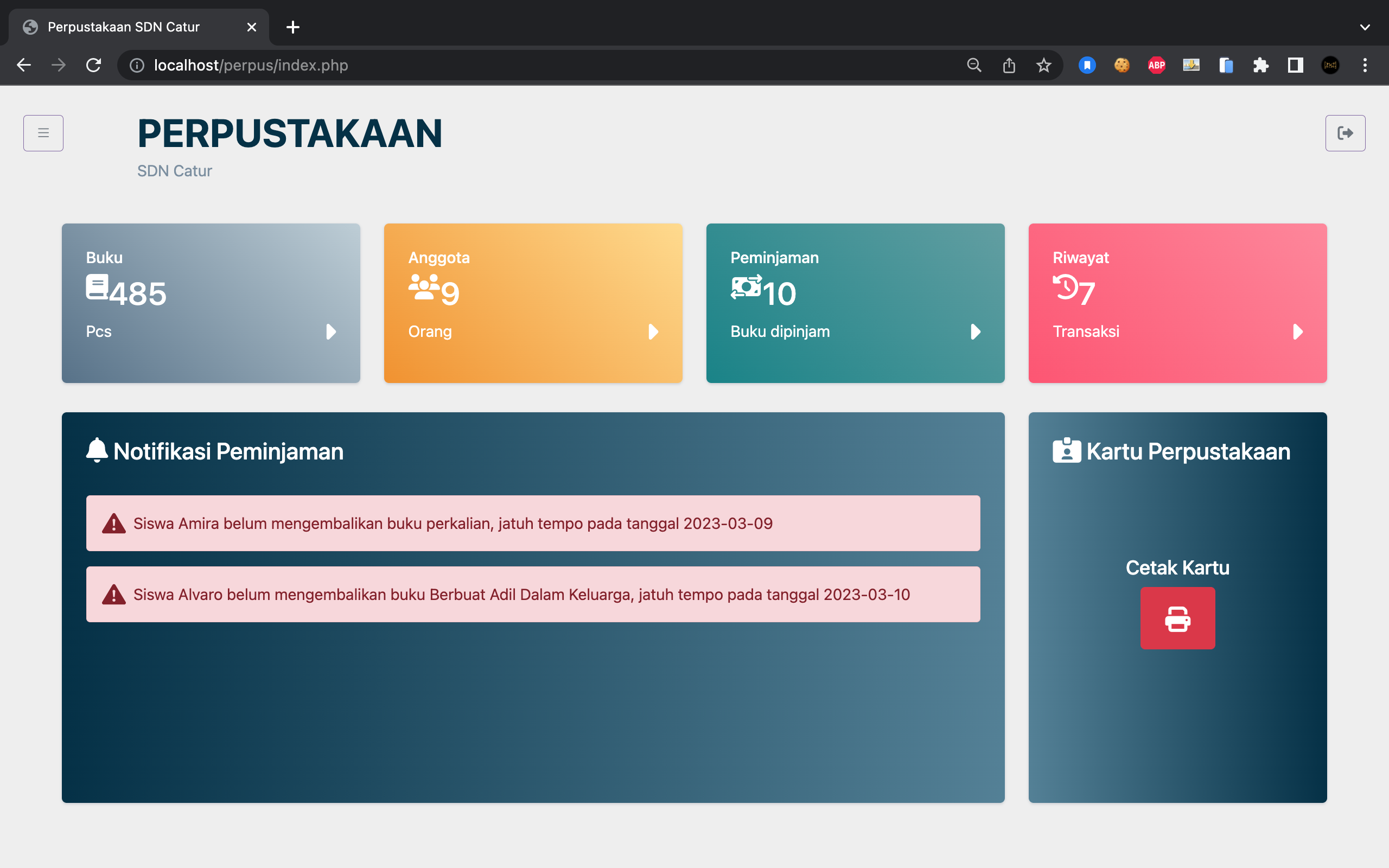 Library Management for SDN Catur